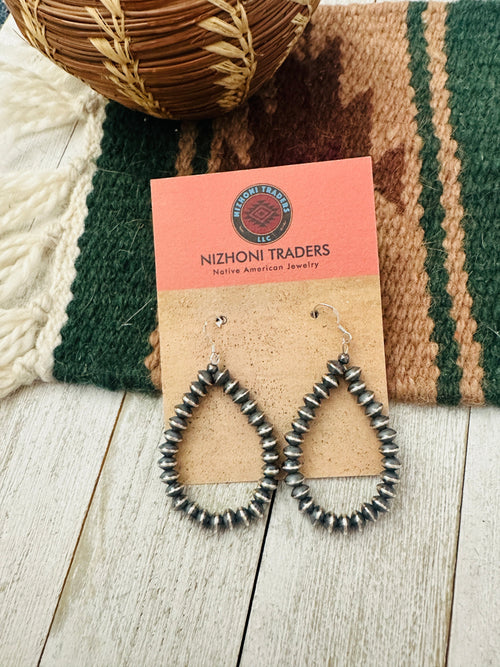 Handcrafted Sterling Silver Pearl Beaded Dangle Hoop Earrings