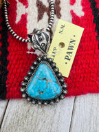 Old Pawn Handcrafted Sterling Silver and Kingman Turquoise Pendant by Happy Piasso