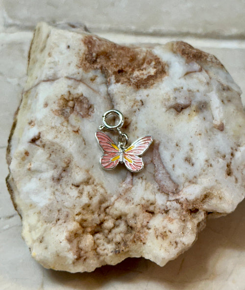 Sterling Silver Pink Butterfly Charm
