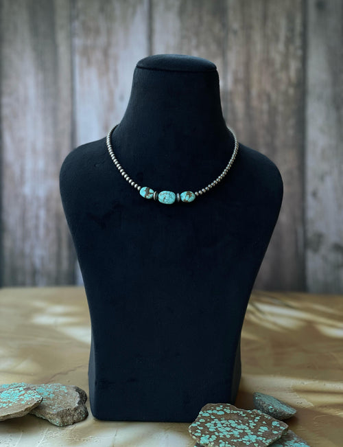 Handmade Sterling Silver Beaded Necklace 18”