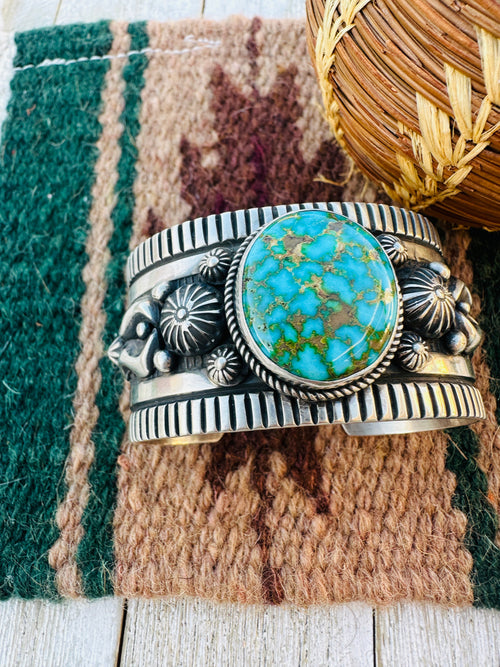 Handcrafted Old Pawn Sterling Silver & Sonoran Mountain Turquoise Cuff Bracelet