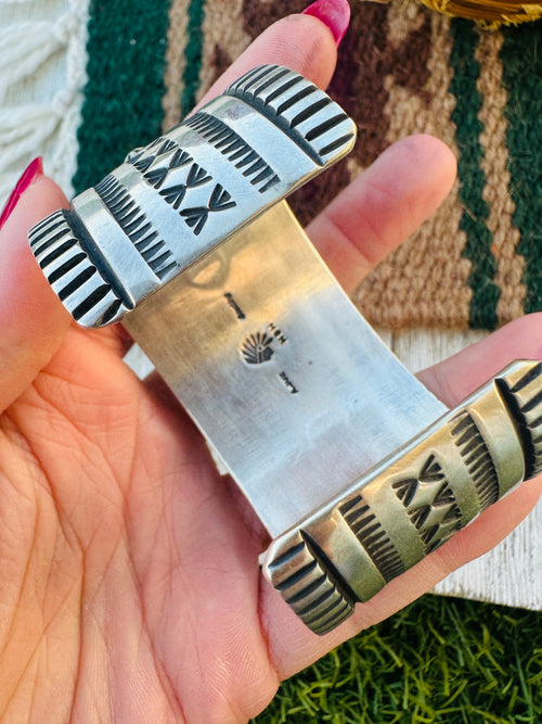 Handcrafted Old Pawn Sterling Silver & Sonoran Mountain Turquoise Cuff Bracelet