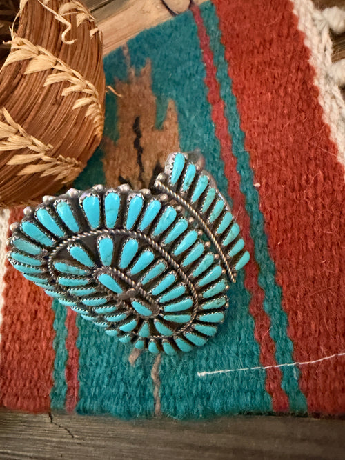 Handcrafted Old Pawn Sterling Silver & Turquoise Cuff Bracelet