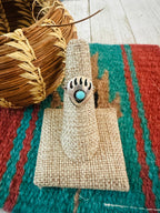 Old Pawn Navajo Sterling Silver & Turquoise Bear Paw Ring