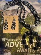 Handmade Sterling Silver Onyx Beaded Naja Necklace Set By Dan Dodson