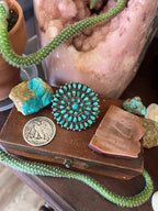 Vintage Old Pawn Sterling Silver and Turquoise Cluster Brooch, Unsigned