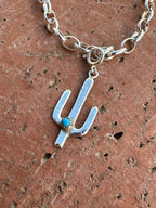 Handcrafted Sterling Silver and Turquoise Saguaro Charm