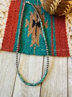 Navajo Turquoise & Sterling Silver Pearl 18” Beaded Necklace