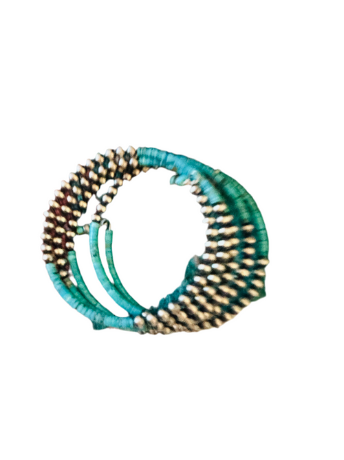 Navajo Turquoise & Sterling Silver Beaded Wrap Bracelet