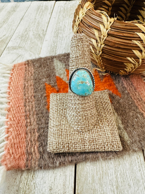 Old Pawn Navajo Sterling Silver & Turquoise Ring Size 7.25