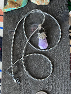 Sterling Silver Gem Collector 30” + 2” Beaded Necklace w/ Amethyst & Heart Pendant