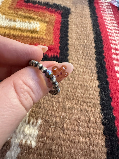 THE VENICE BAND Handmade Sterling Silver Handcrafted Pearl Style Purple Dream Mojave Beaded Stretch Ring