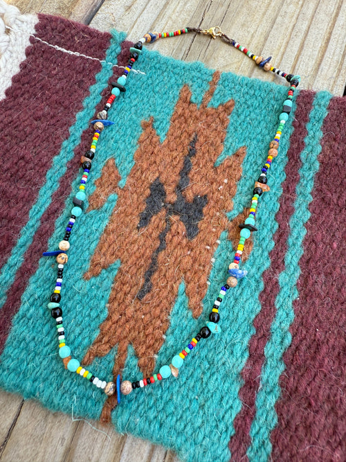 “The Golden Collection” Beaded Bliss Handmade Beaded Necklace 16” STYLE 6