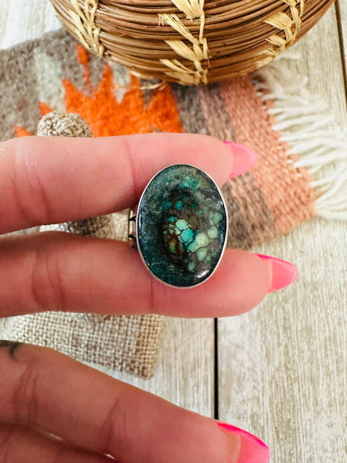 Old Pawn Navajo Sterling Silver & Turquoise Ring Size 7