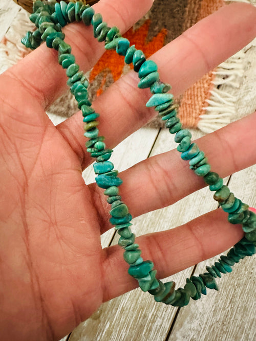 Handcrafted Turquoise & Sterling Silver 14” Beaded Necklace
