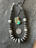 Handcrafted Sterling Silver Single Strand Beaded Statement Necklace by Rose Martin, 18” + 2”