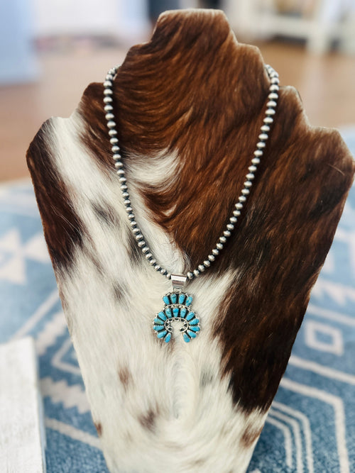 Handcrafted Turquoise & Sterling Silver Naja Necklace