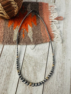 Navajo Sterling Silver & Gold Beaded 16” Necklace