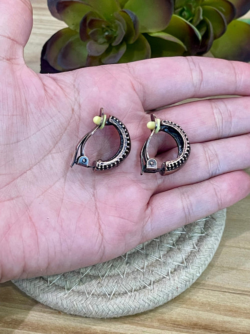 Vintage Handmade Copper Clip On Earrings