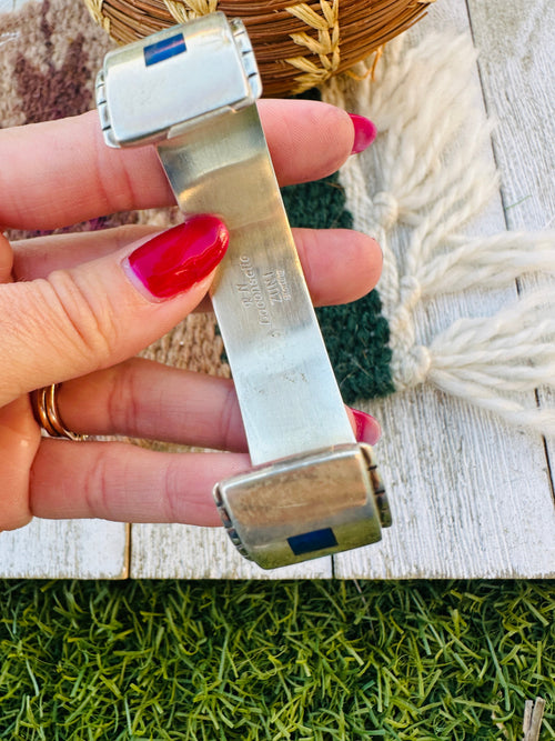 Handcrafted Old Pawn Sterling Silver & Multi Stone Inlay Cuff Bracelet by R.N. Laconsello