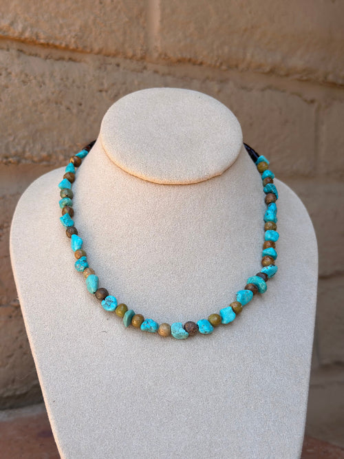 Old Pawn Kingman Turquoise Navajo Beaded Necklace