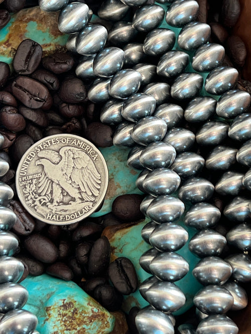 Vinita Cowboy Handcrafted 11.5mm Sterling Silver Saucer Pearl Beaded Necklaces