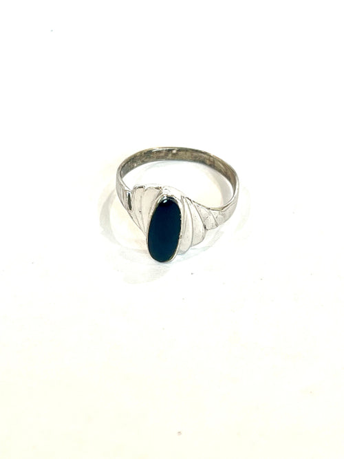 Old Pawn Vintage Sterling Silver & Onyx Sz 6.5 Ring