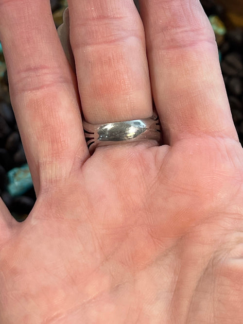 Apache Sterling Silver, Wild Horse Heart and Spiny Oyster Shell Statement Ring by Rosella Paxson, Size 9