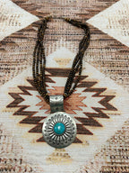 Silver-Plated Brass Sunflower Blue Accent Beaded Necklace