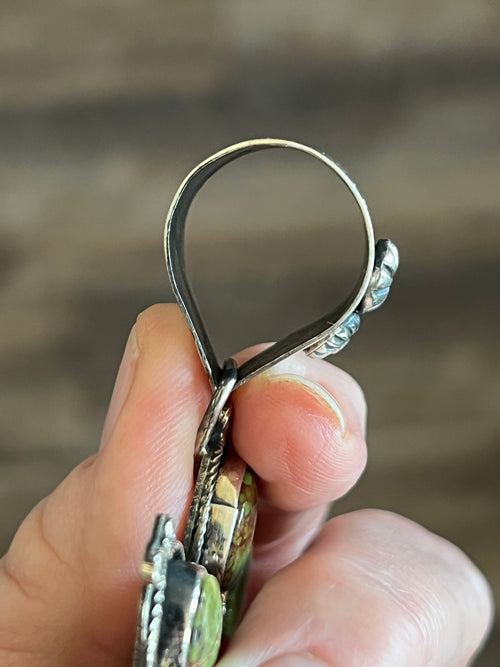 Apache Made Sterling Silver and Egyptian Turquoise Coin Cluster Pendant by Rosella Paxson