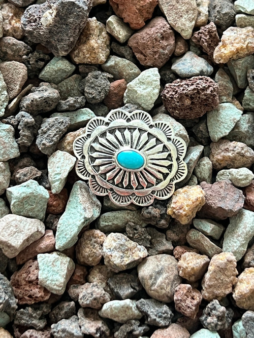 Sterling Silver and Kingman Turquoise Traditional Style Concho Slide, Oval