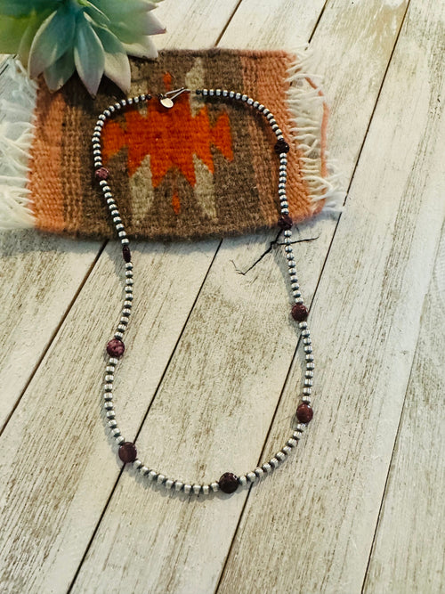 Handcrafted Purple Spiny & Sterling Silver Pearl Beaded 20” Necklace