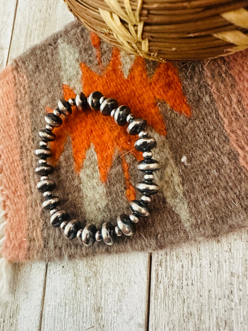 Navajo Sterling Silver Pearl Beaded Stretch Bracelet