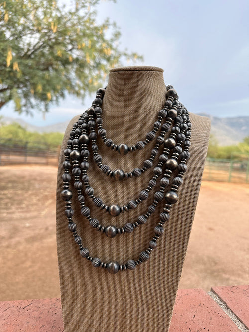 Handmade Sterling Silver Pearl Melon Style Beaded Necklace w/ 2 inch extender