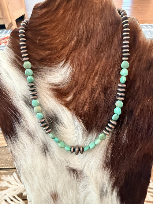 Handcrafted Turquoise & Copper 18” Beaded Necklace