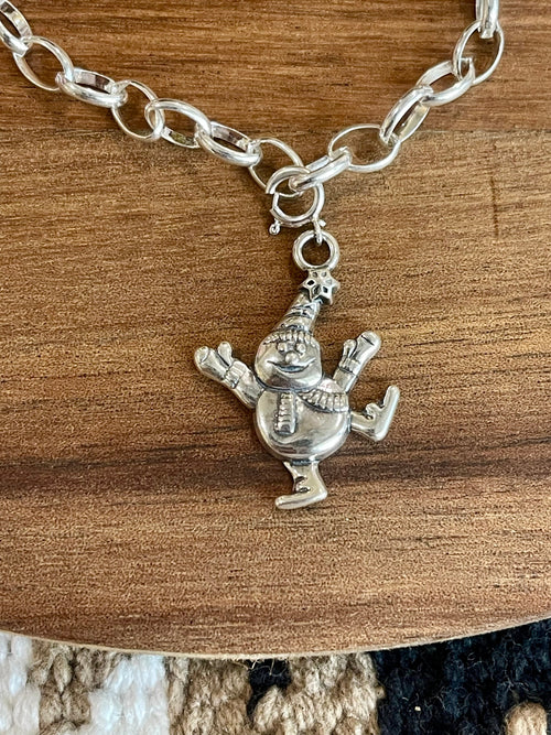 Handcrafted Sterling Silver CHRISTMAS SNOWMAN Charm