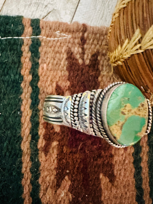 Handcrafted Old Pawn Turquoise & Sterling Silver Cuff Bracelet