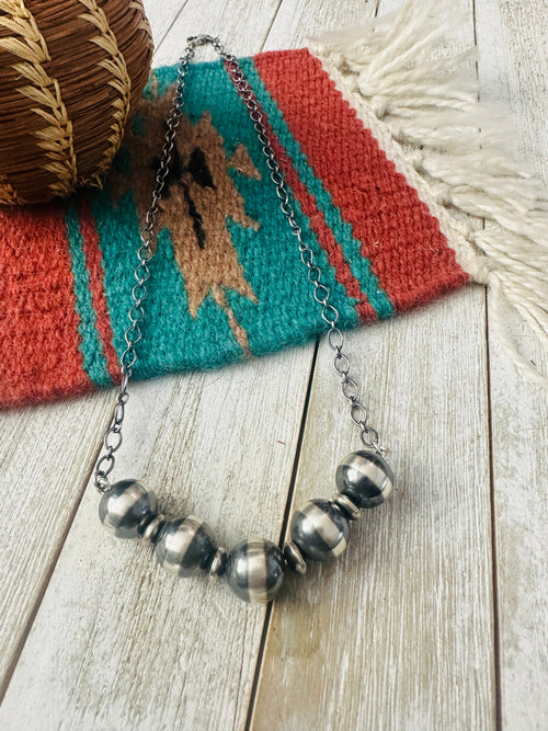 Navajo Sterling Silver Pearl Beaded Chain Necklace