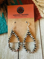 Handcrafted Queen Pink Conch & Sterling Silver Pearl Beaded Hoop Earrings