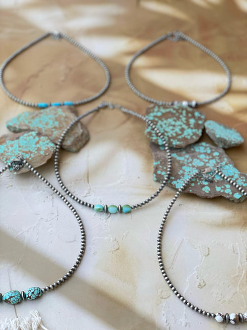 Handmade Sterling Silver Beaded Necklace 18”