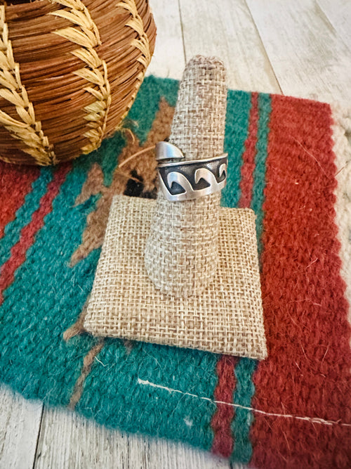 Old Pawn Navajo Sterling Silver Overlay Adjustable Band Ring