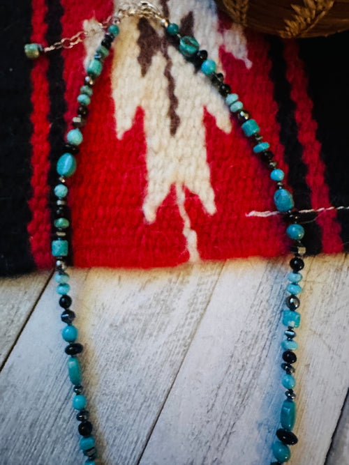 Handcrafted Multi Stone & Sterling Silver 16” Beaded Necklace