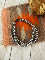 Navajo Sterling Silver Pearl Triple Strand Beaded Bracelet