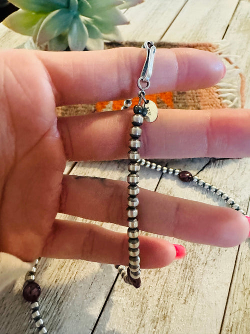 Handcrafted Purple Spiny & Sterling Silver Pearl Beaded 20” Necklace