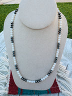 Sterling Silver Pearl & Freshwater Pearl 18” Beaded Necklace