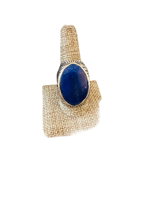 Old Pawn Handcrafted Sterling Silver & Lapis Men’s Ring Size 10