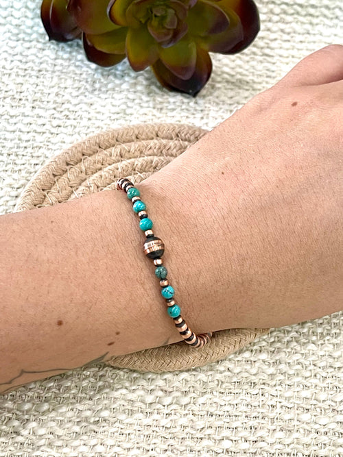 Handmade Copper & Turquoise Beaded Bracelet