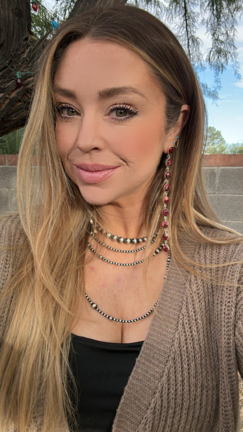 Handmade Navajo Pearl Style Sterling Silver Beaded Wrap Choker Necklace