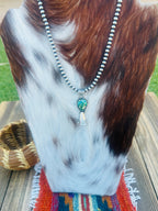 Handcrafted Turquoise & Sterling Silver Beaded Blossom Necklace