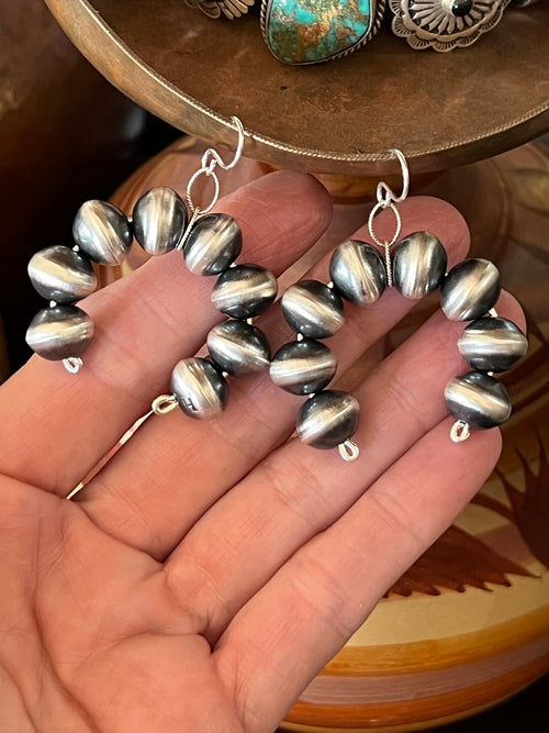 Tonisha Haley Handmade Navajo Pearl Naja Earrings, 11mm Beads